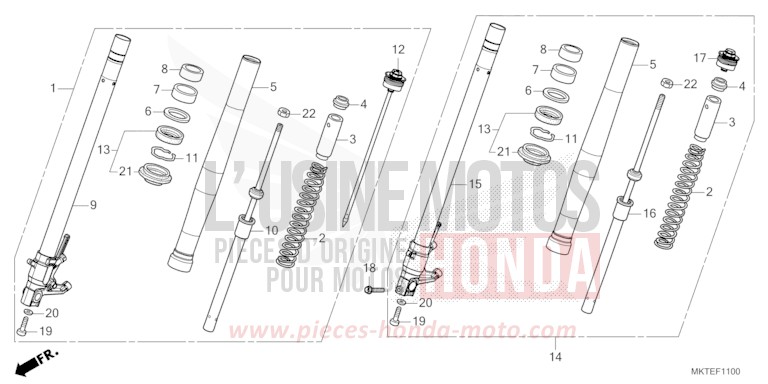 FRONT FORK for X-ADV 750 MAT DEEP MUD GRAY (NHD05) from 2025